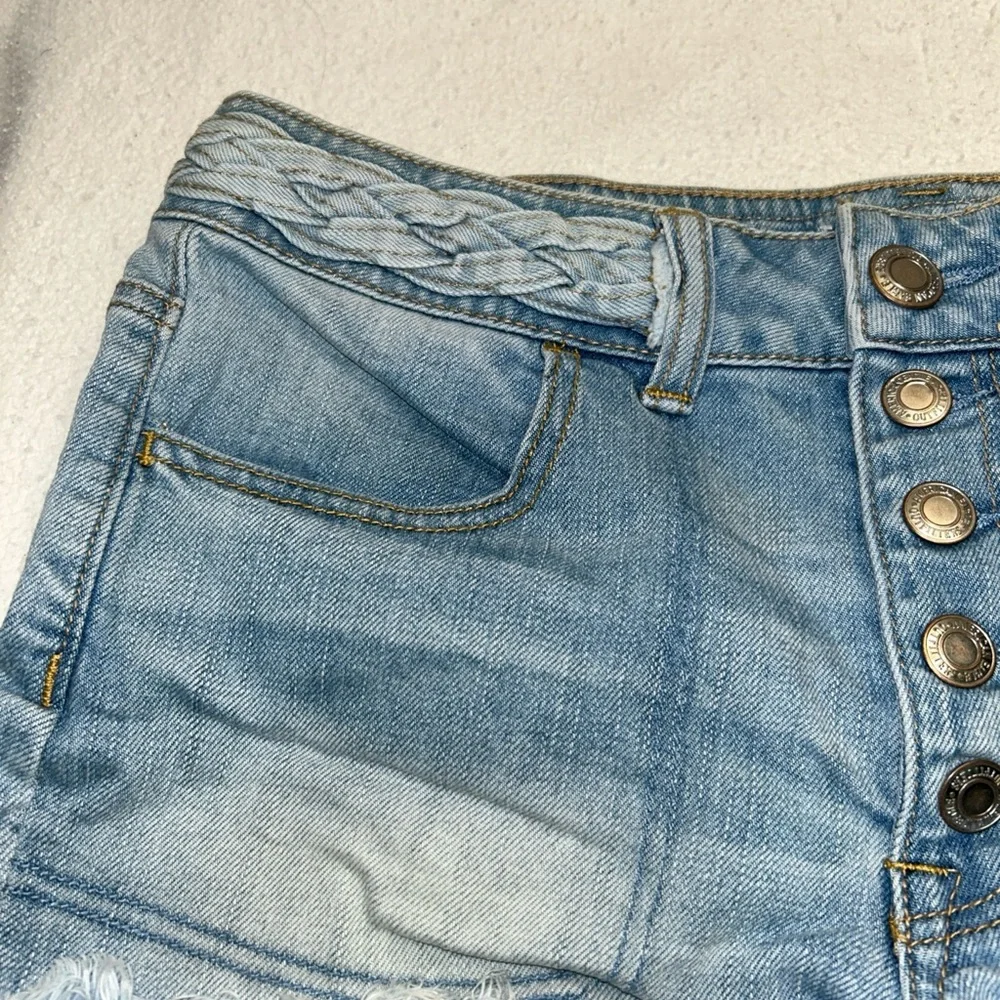 American Eagle Outfitters Blue Distressed Jean Shorts‎